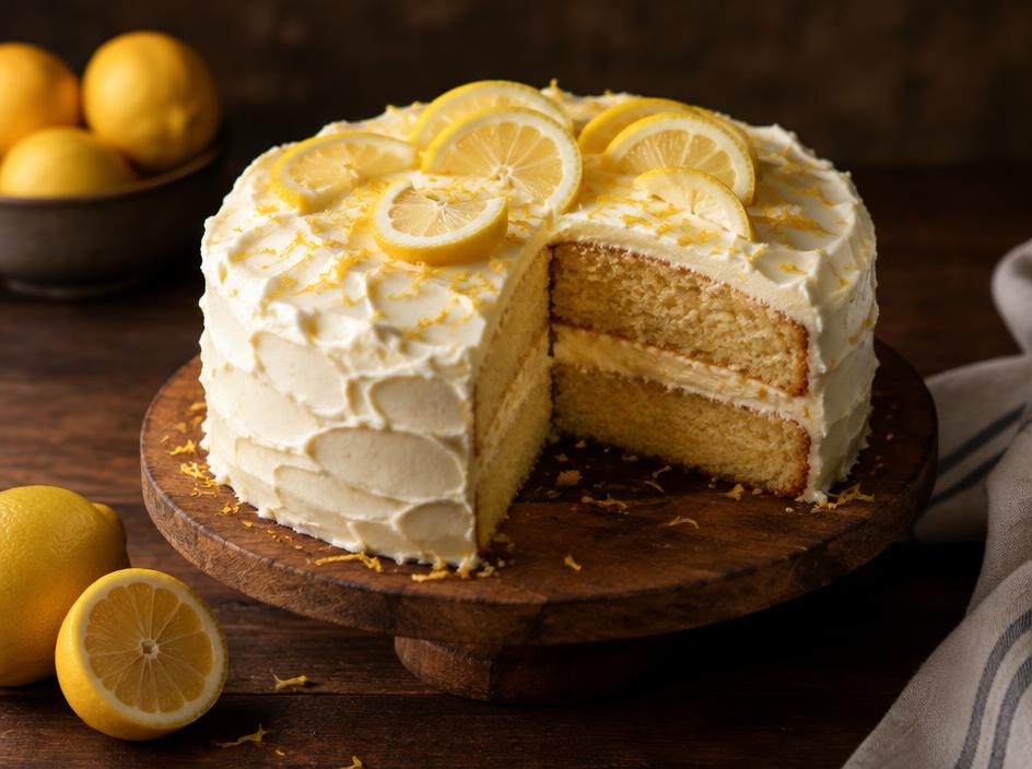 Bolo de limão com cobertura de cream cheese