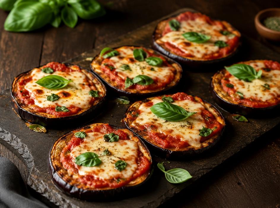 Mini pizzas de berinjela
