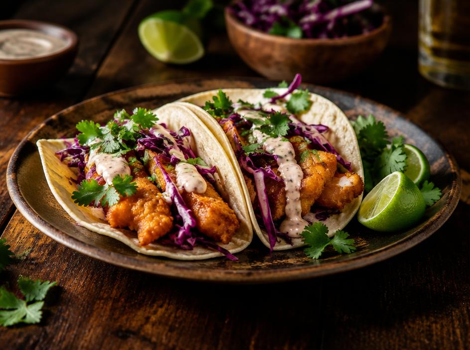Tacos de peixe com repolho