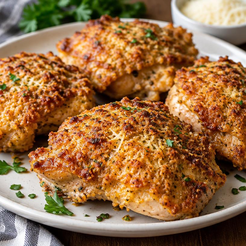 Sobrecoxa com crosta de parmesão