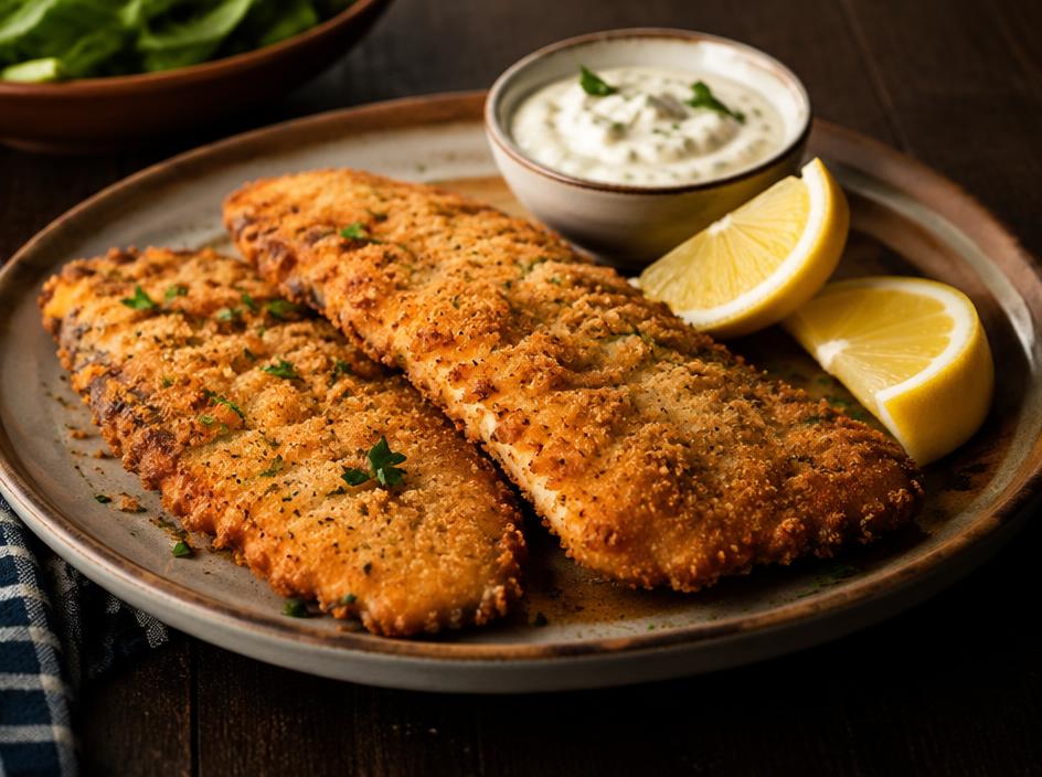 Tilápia empanada com limão