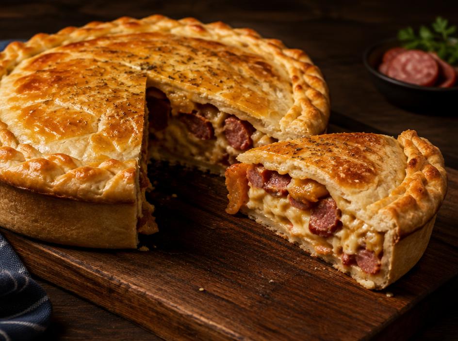 Torta de calabresa e queijo