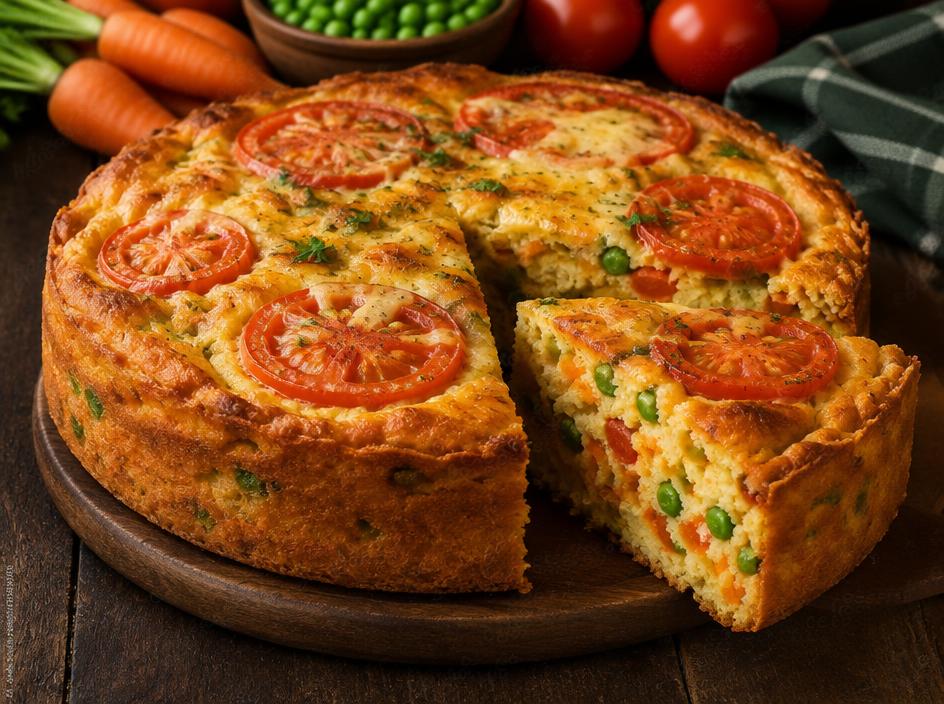 Torta de liquidificador com legumes